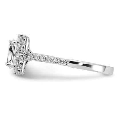 14K Weißgold Verlobungsring mit 0,75 ct. Labor-gezüchteten Diamanten VS/SI+ G+, 1,5 ct. Center-Princess-Halo