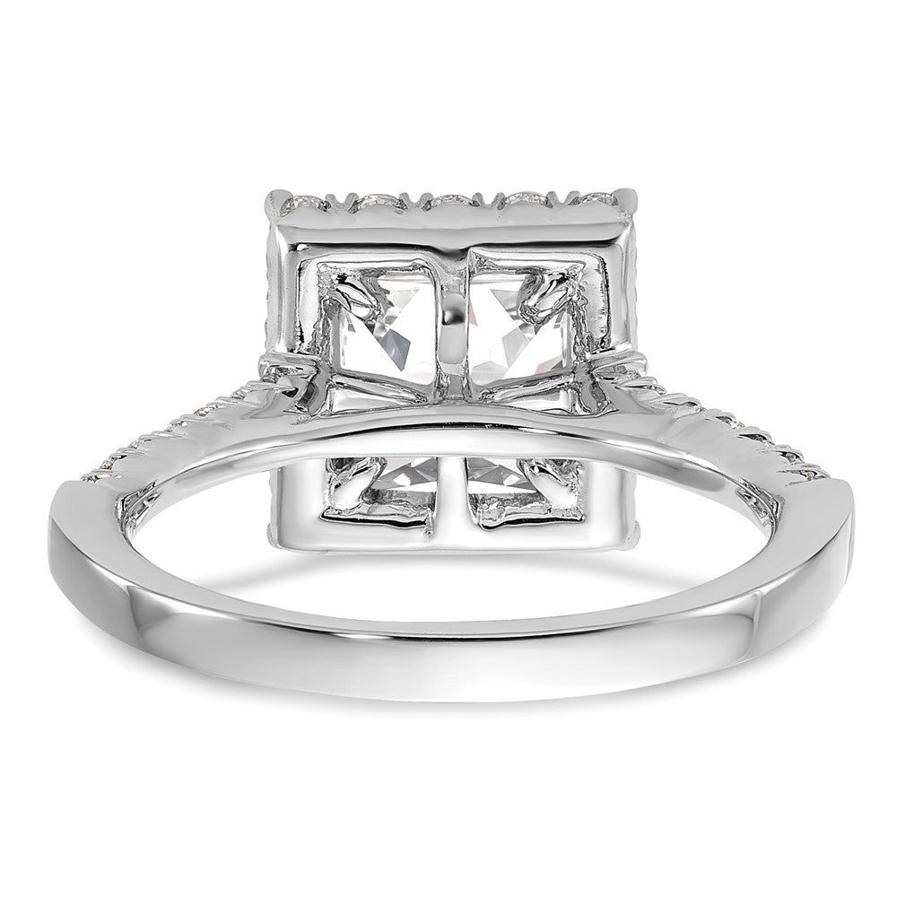 14K Weißgold Verlobungsring mit quadratischem Halo aus simulierten Diamanten