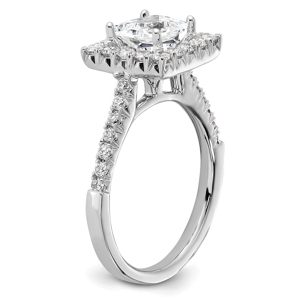 14K Weißgold Verlobungsring mit 0,75 ct. Labor-gezüchteten Diamanten VS/SI+ G+, 1,5 ct. Center-Princess-Halo