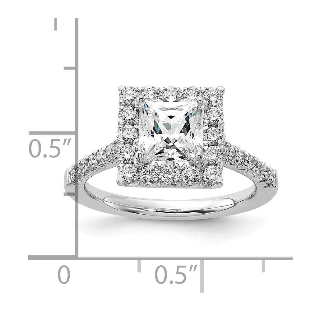14K Weißgold Verlobungsring mit quadratischem Halo aus simulierten Diamanten