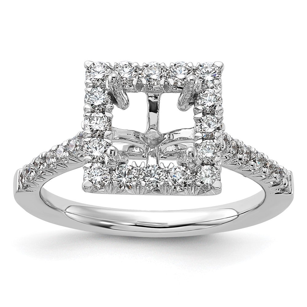 14K Weißgold Verlobungsring mit quadratischem Halo aus simulierten Diamanten