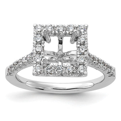 14K Weißgold Verlobungsring mit quadratischem Halo aus simulierten Diamanten