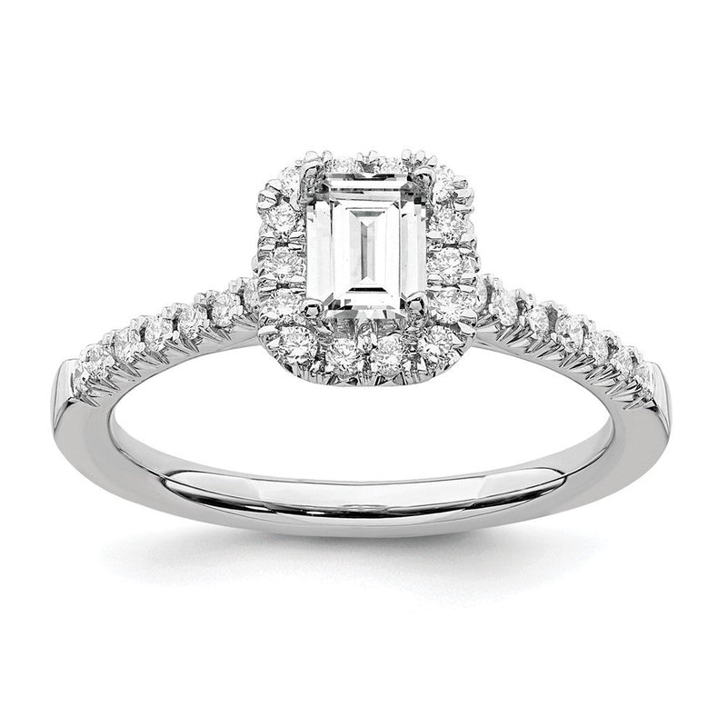 True Origin 14K Weißgold 1/4 Karat Im Labor Gezüchtet Diamant Vs+ F+ Halbfassung Smaragd Heiligenschein Verlobungsring