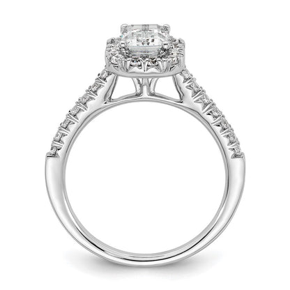 14K Weißgold Verlobungsring mit Labor-gezüchteten Diamanten, VS/SI+ G+, im Smaragdschliff mit Halo, Semi-Mount