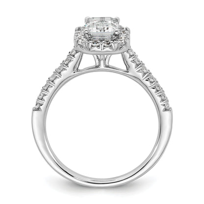 14K Weißgold Laborgezüchteter Diamant VS/SI+ G+ Smaragdschliff Halo Halbfassung Verlobungsring