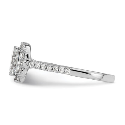 14K Weißgold Laborgezüchteter Diamant VS/SI+ G+ Smaragdschliff Halo Halbfassung Verlobungsring