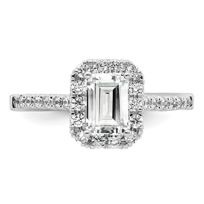 14K Weißgold Laborgezüchteter Diamant VS/SI+ G+ Smaragdschliff Halo Halbfassung Verlobungsring