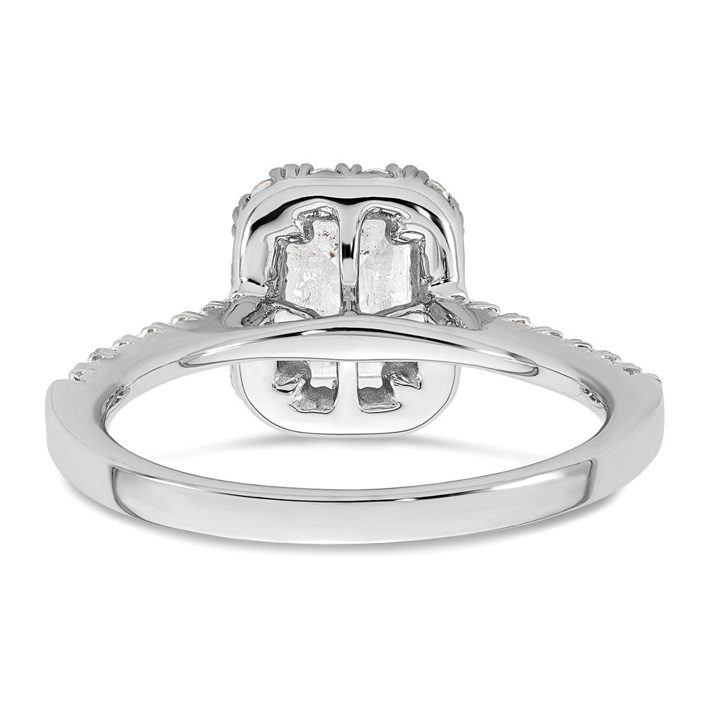 14K Weißgold Verlobungsring mit Labor-gezüchteten Diamanten, VS/SI+ G+, im Smaragdschliff mit Halo, Semi-Mount
