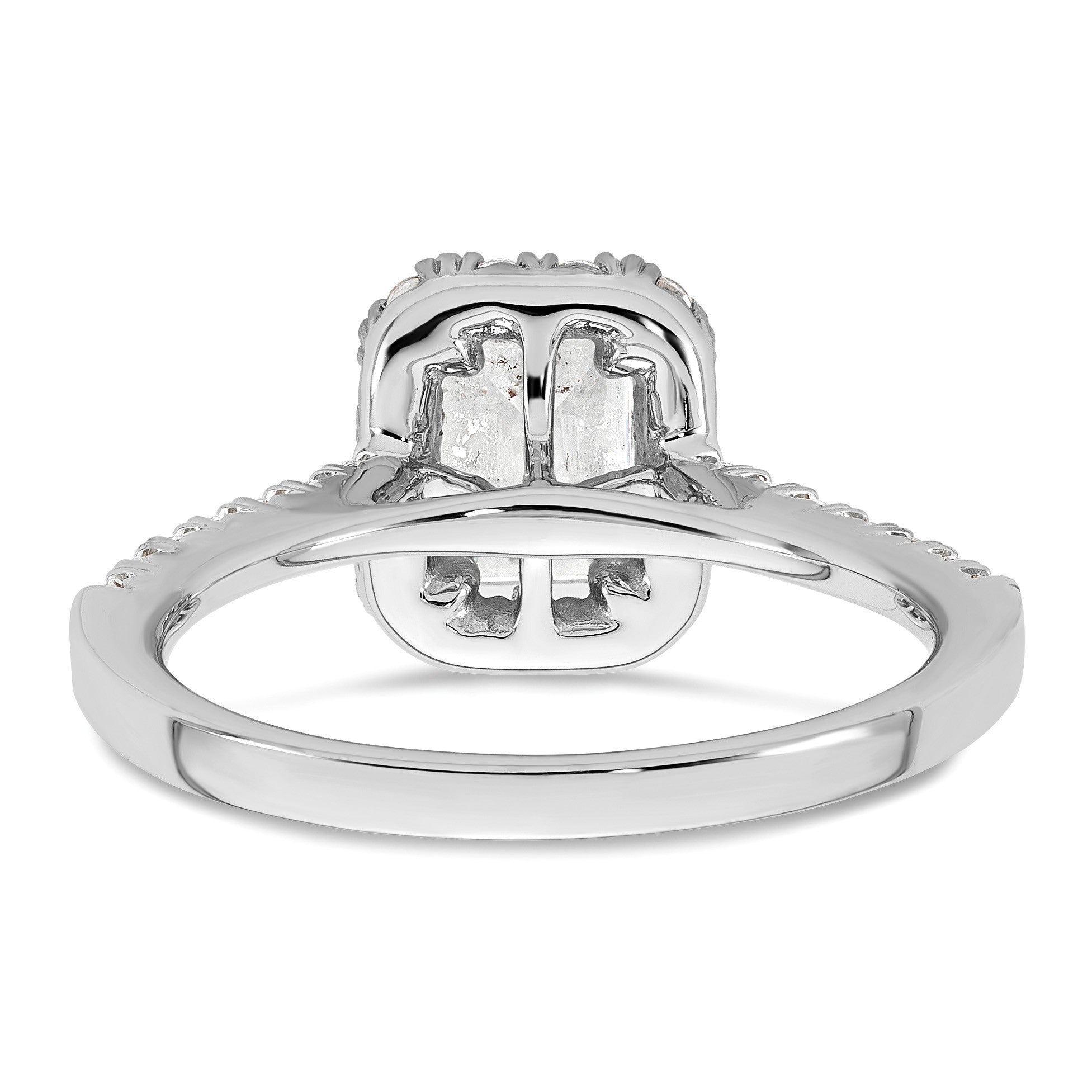 14K Weißgold Laborgezüchteter Diamant VS/SI+ G+ Smaragdschliff Halo Halbfassung Verlobungsring