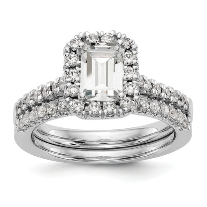 14K Weißgold Laborgezüchteter Diamant VS/SI+ G+ Smaragdschliff Halo Halbfassung Verlobungsring