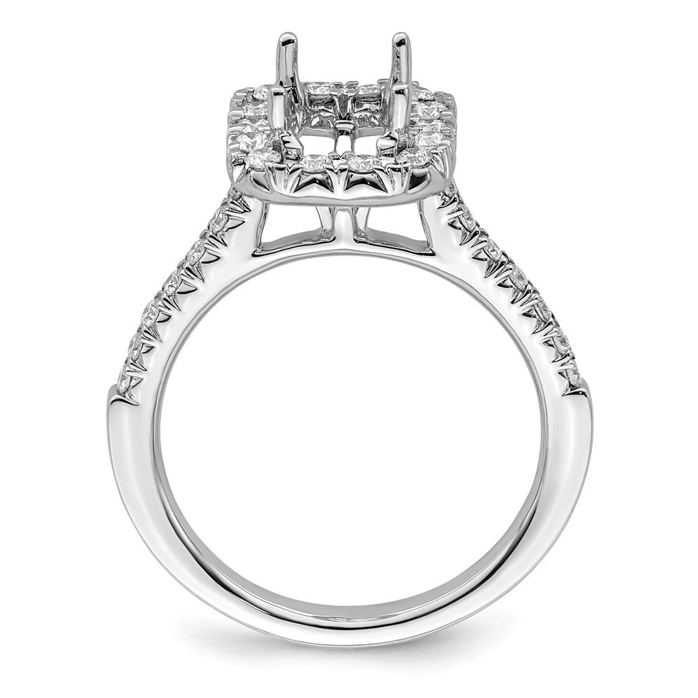 14K Weißgold Verlobungsring mit laborgezüchtetem Diamant im Smaragdschliff, VS/SI+ G+, Halo-Halbfassung