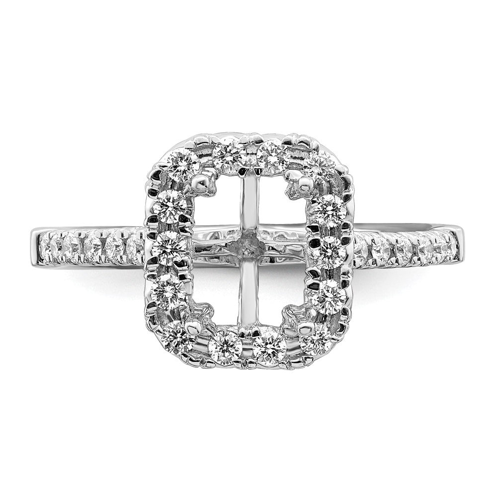 14K Weißgold Verlobungsring mit laborgezüchtetem Diamant im Smaragdschliff, VS/SI+ G+, Halo-Halbfassung