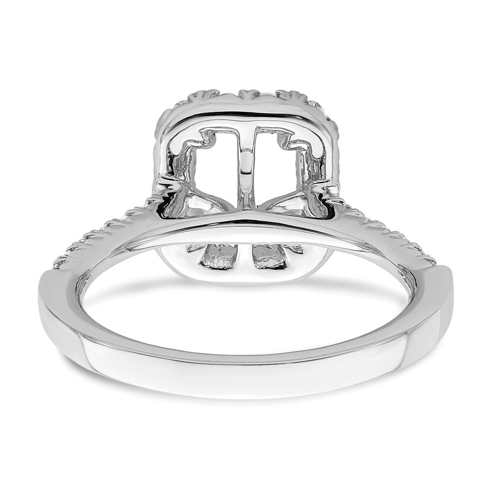 14K Weißgold Verlobungsring mit laborgezüchtetem Diamant im Smaragdschliff, VS/SI+ G+, Halo-Halbfassung