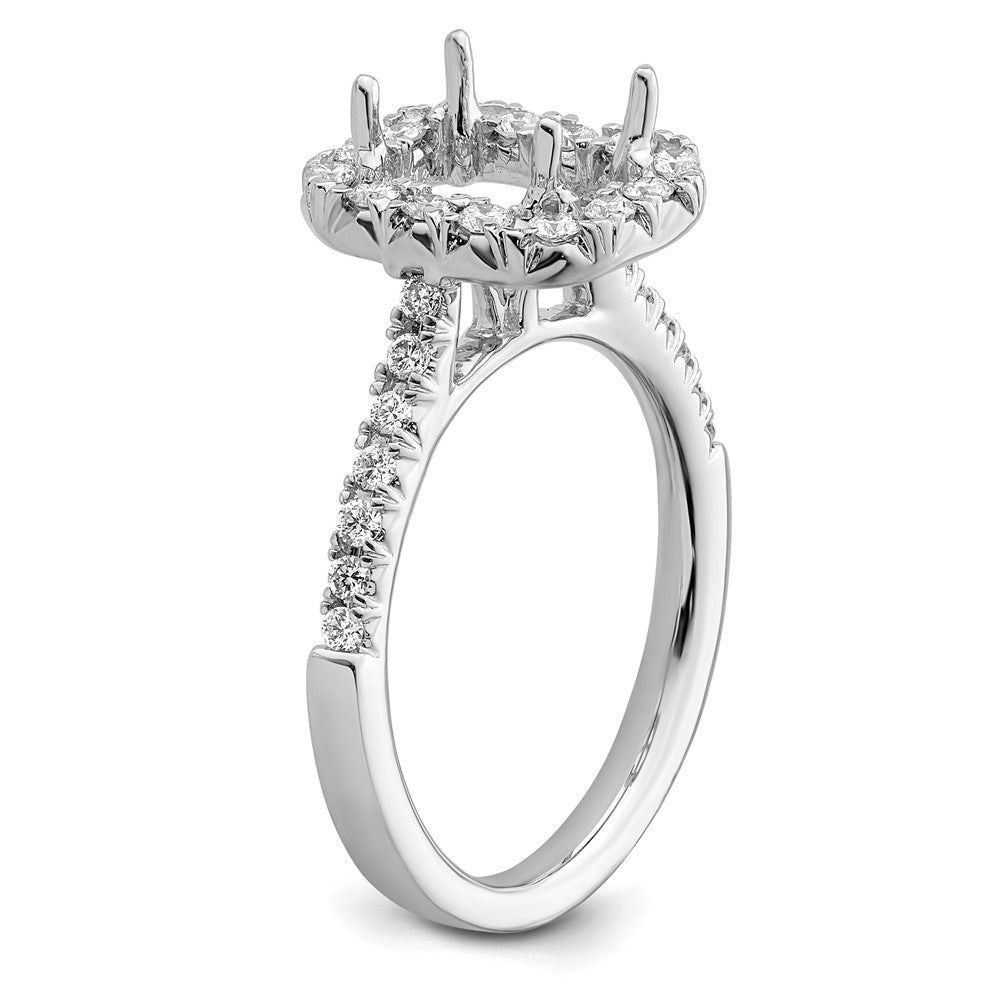 14K Weißgold Verlobungsring mit laborgezüchtetem Diamant im Smaragdschliff, VS/SI+ G+, Halo-Halbfassung