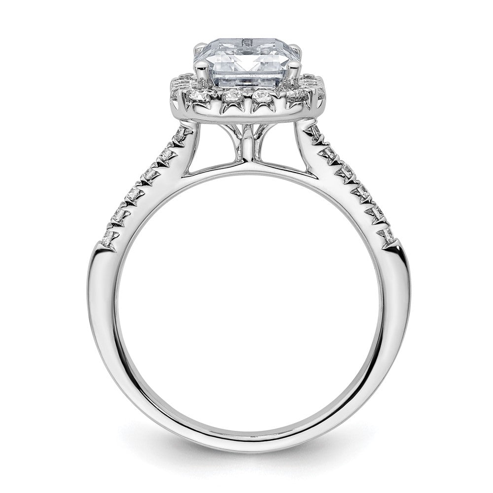 14k Weißgold 14kw Lab Grown VS/SI+ G+ Diamant Emerald Halo Semi-mount Verlobungsring