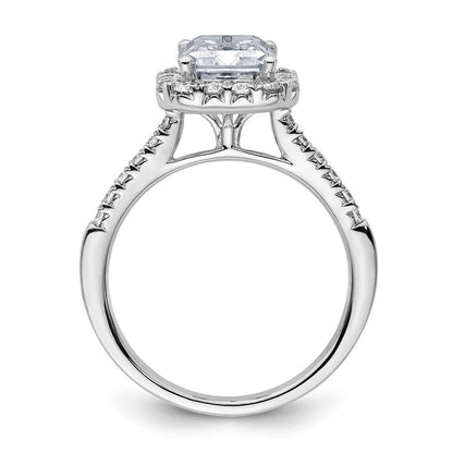 14k Weißgold 14kw Lab Grown VS/SI+ G+ Diamant Emerald Halo Semi-mount Verlobungsring