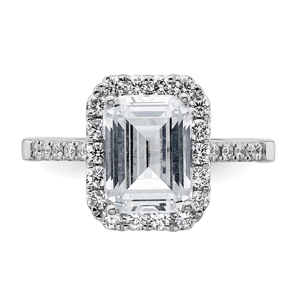 14k Weißgold 14kw Lab Grown VS/SI+ G+ Diamant Emerald Halo Semi-mount Verlobungsring
