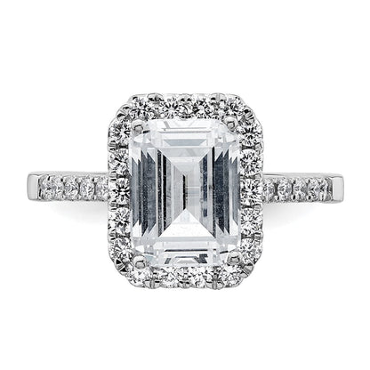 14k Weißgold 14kw Lab Grown VS/SI+ G+ Diamant Emerald Halo Semi-mount Verlobungsring