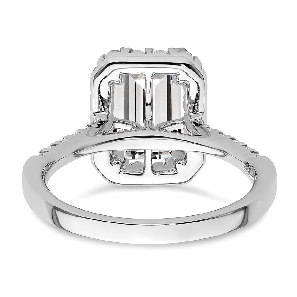 14k Weißgold 14kw Lab Grown VS/SI+ G+ Diamant Emerald Halo Semi-mount Verlobungsring