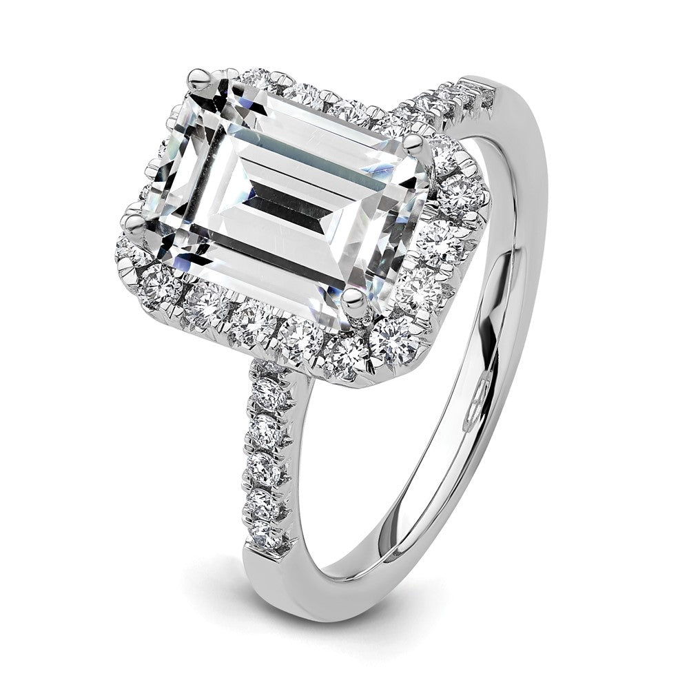 14k Weißgold 14kw Lab Grown VS/SI+ G+ Diamant Emerald Halo Semi-mount Verlobungsring