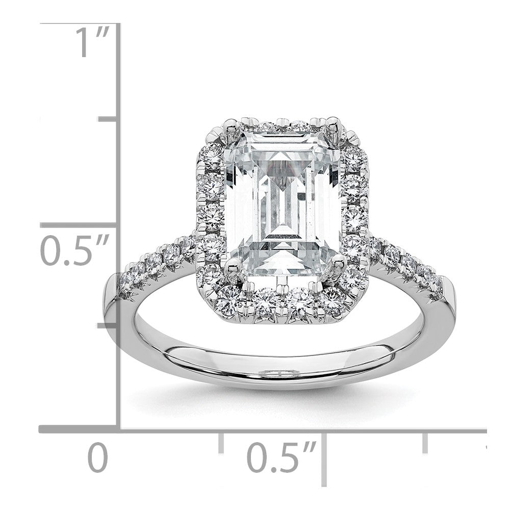 14k Weißgold 14kw Lab Grown VS/SI+ G+ Diamant Emerald Halo Semi-mount Verlobungsring