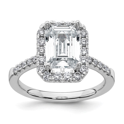 14k Weißgold 14kw Lab Grown VS/SI+ G+ Diamant Emerald Halo Semi-mount Verlobungsring