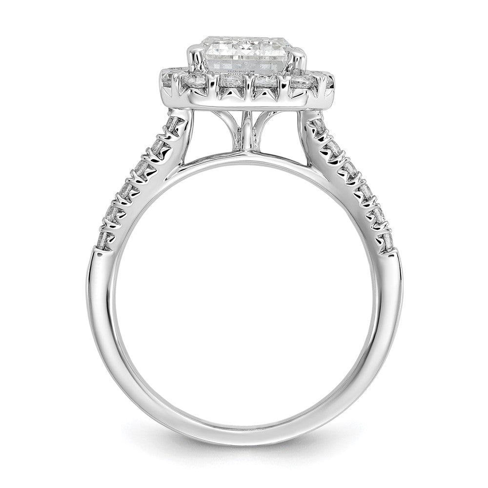 14K Weißgold 14kw Labor gezüchteter VS/SI FGH Diamant Smaragd Halo Semi-Mount Verlobungsring