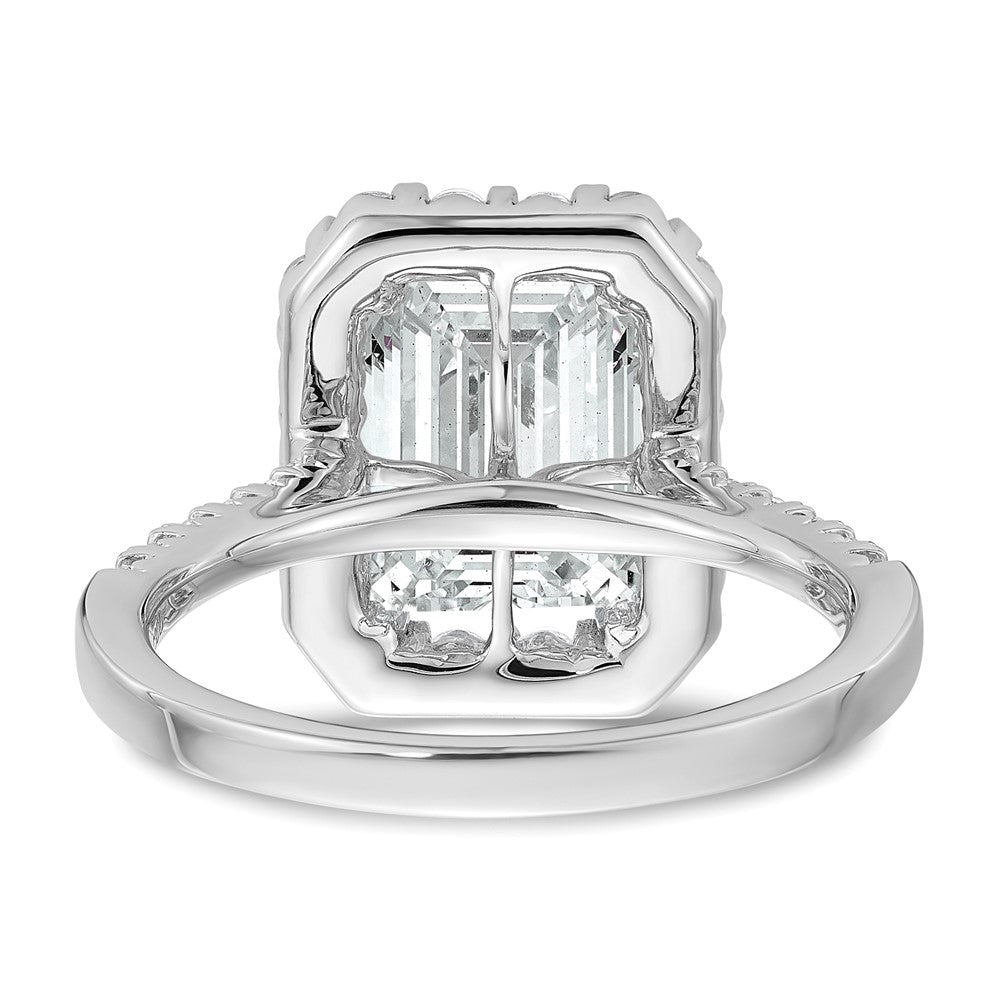14K Weißgold 14kw Labor gezüchteter VS/SI FGH Diamant Smaragd Halo Semi-Mount Verlobungsring