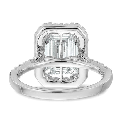 14K Weißgold 14kw Labor gezüchteter VS/SI FGH Diamant Smaragd Halo Semi-Mount Verlobungsring