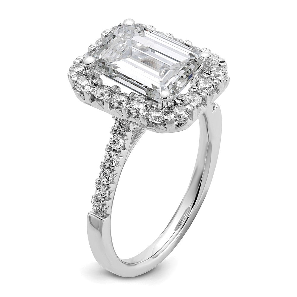 14K Weißgold 14kw Labor gezüchteter VS/SI FGH Diamant Smaragd Halo Semi-Mount Verlobungsring