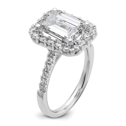 14K Weißgold 14kw Labor gezüchteter VS/SI FGH Diamant Smaragd Halo Semi-Mount Verlobungsring