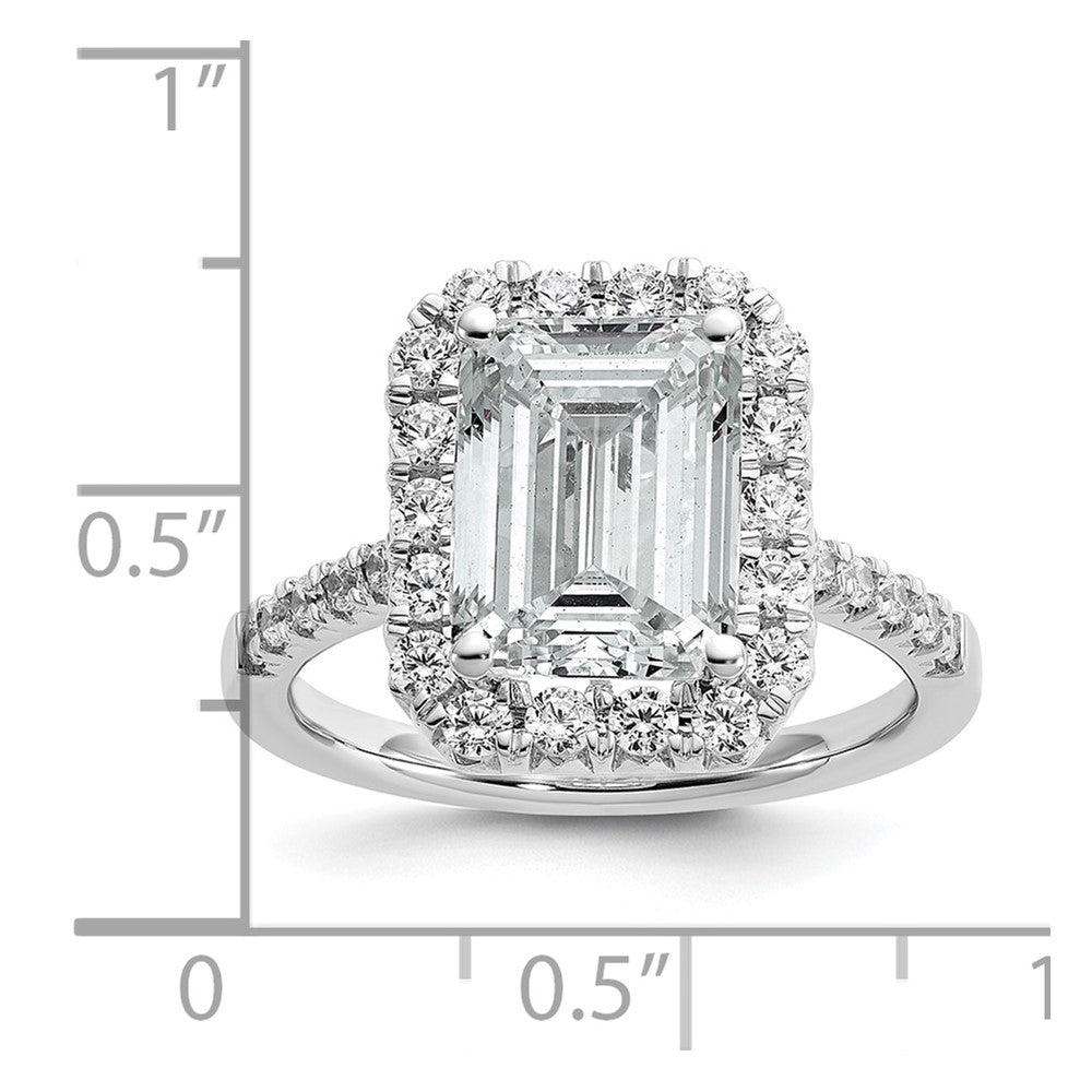 14K Weißgold 14kw Labor gezüchteter VS/SI FGH Diamant Smaragd Halo Semi-Mount Verlobungsring