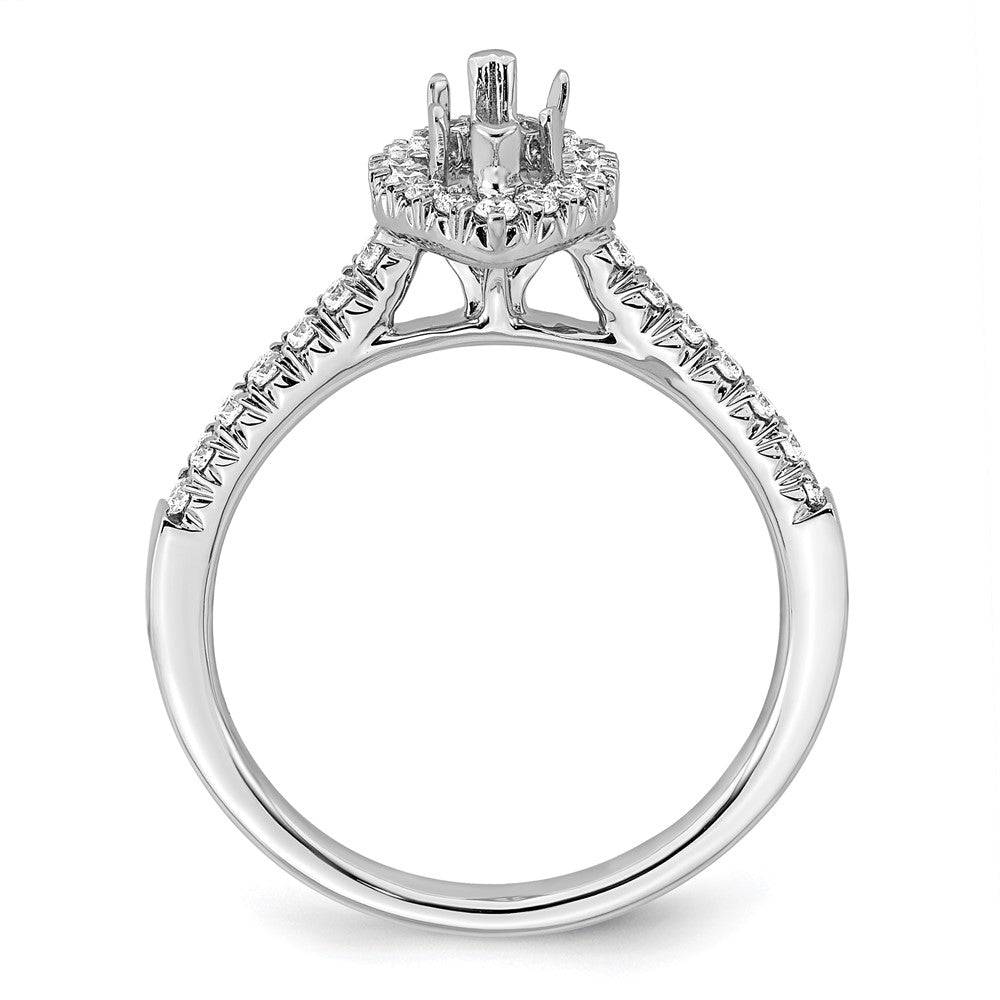 14 Kt. Weißgold Verlobungsring mit Marquise-Halo aus simulierten Diamanten