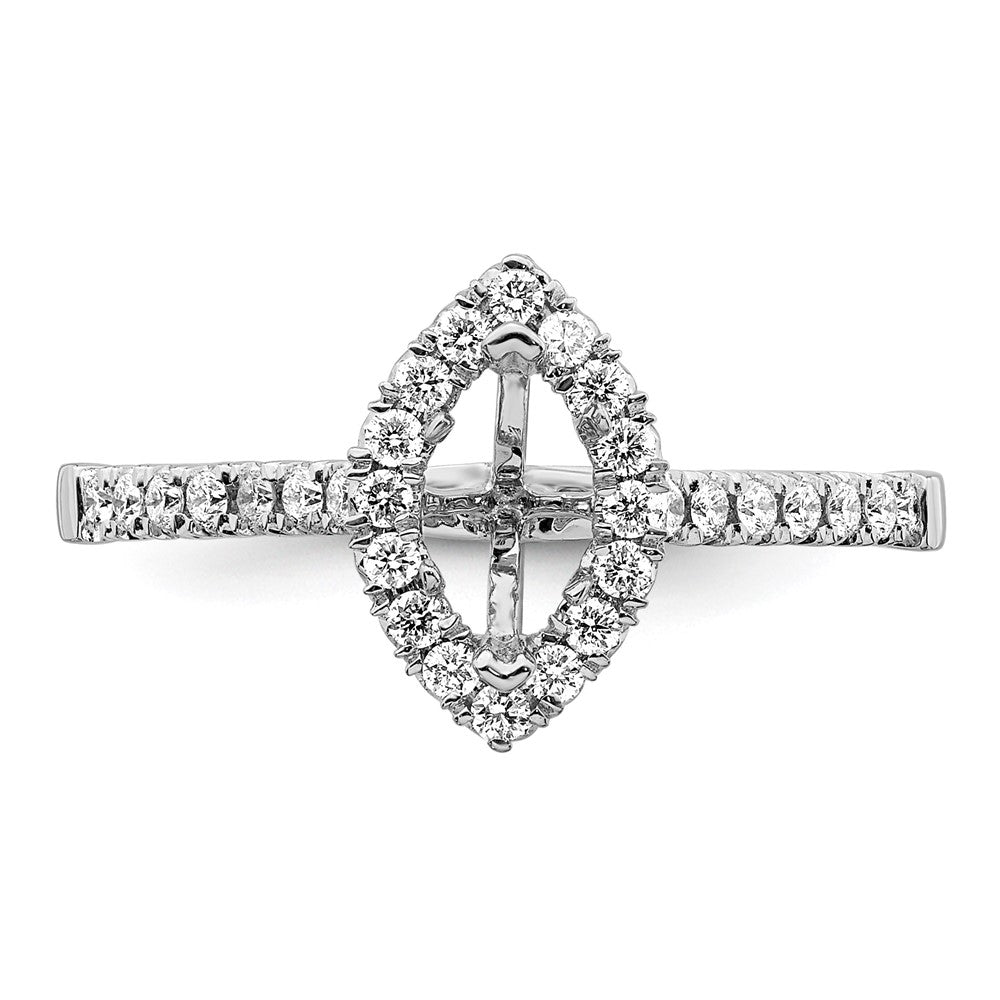 14 Kt. Weißgold Verlobungsring mit Marquise-Halo aus simulierten Diamanten