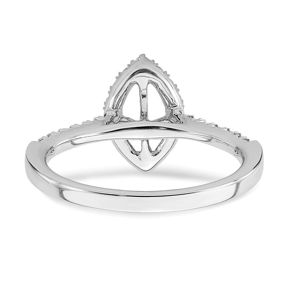 14 Kt. Weißgold Verlobungsring mit Marquise-Halo aus simulierten Diamanten