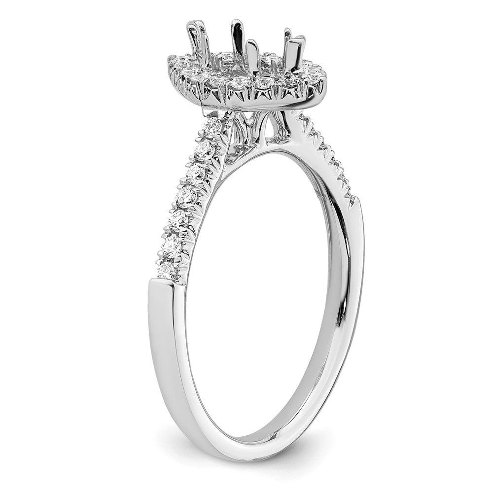 14 Kt. Weißgold Verlobungsring mit Marquise-Halo aus simulierten Diamanten