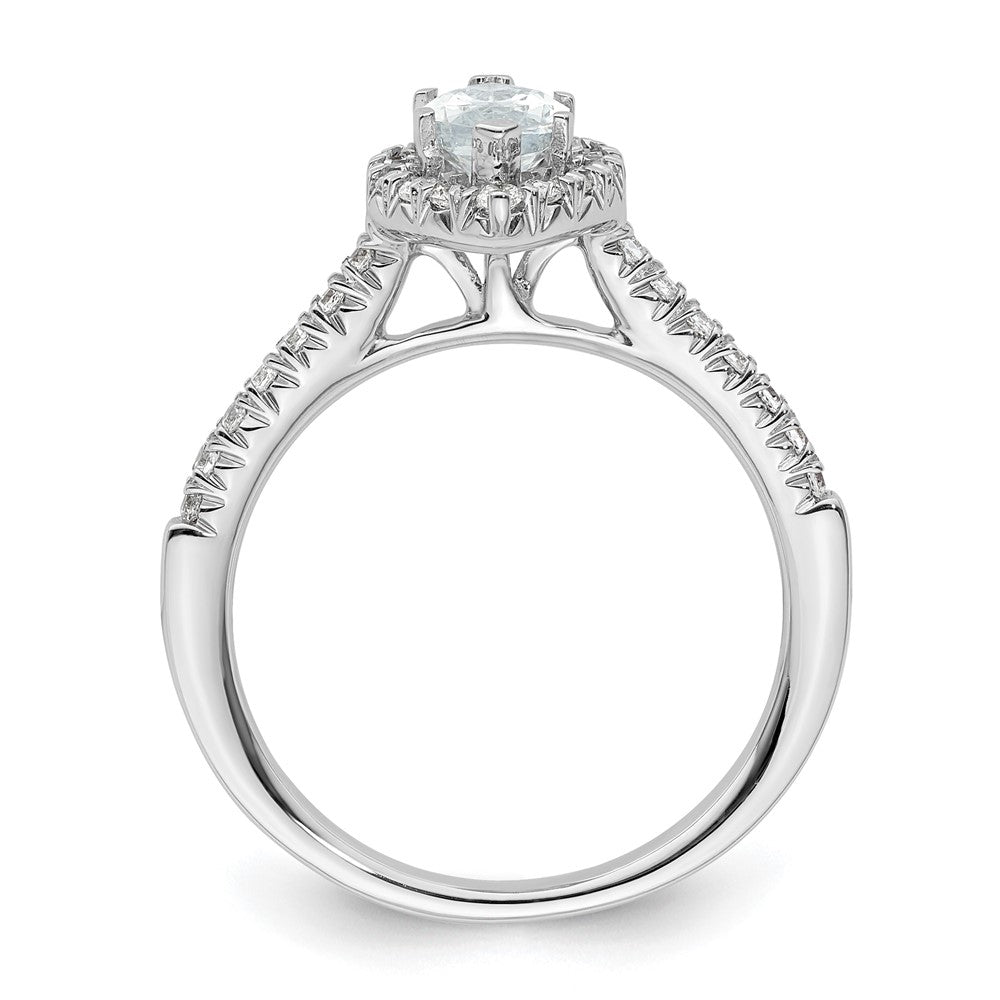 14K Weißgold Marquise-Halo-Ring mit simuliertem Diamanten