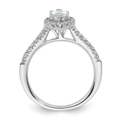 14K Weißgold Marquise-Halo-Ring mit simuliertem Diamanten