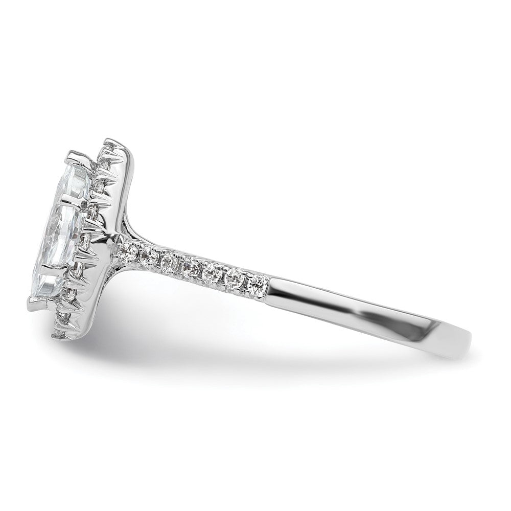 14K Weißgold Marquise-Halo-Ring mit simuliertem Diamanten