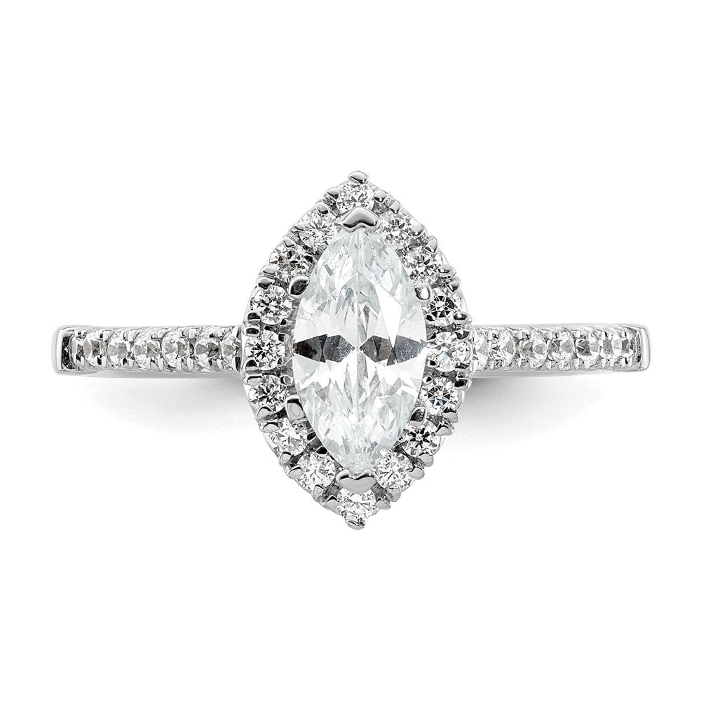 14K Weißgold Marquise-Halo-Ring mit simuliertem Diamanten