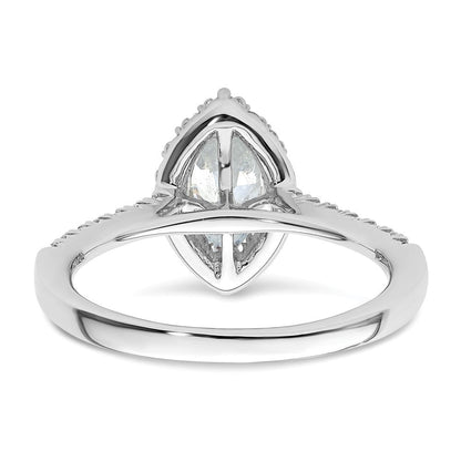14K Weißgold Marquise-Halo-Ring mit simuliertem Diamanten