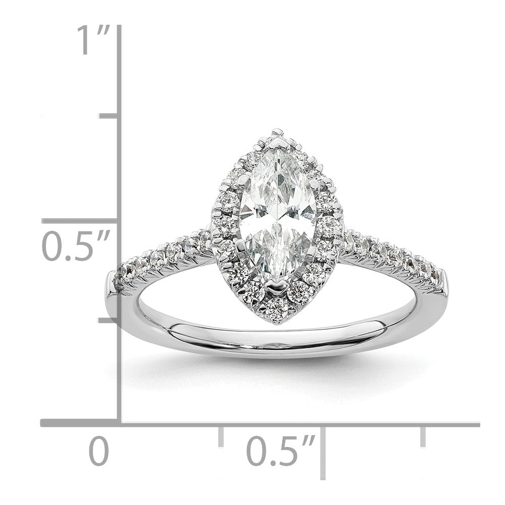 14K Weißgold Marquise-Halo-Ring mit simuliertem Diamanten