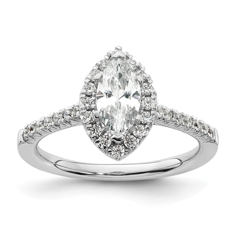 14K Weißgold Marquise-Halo-Ring mit simuliertem Diamanten