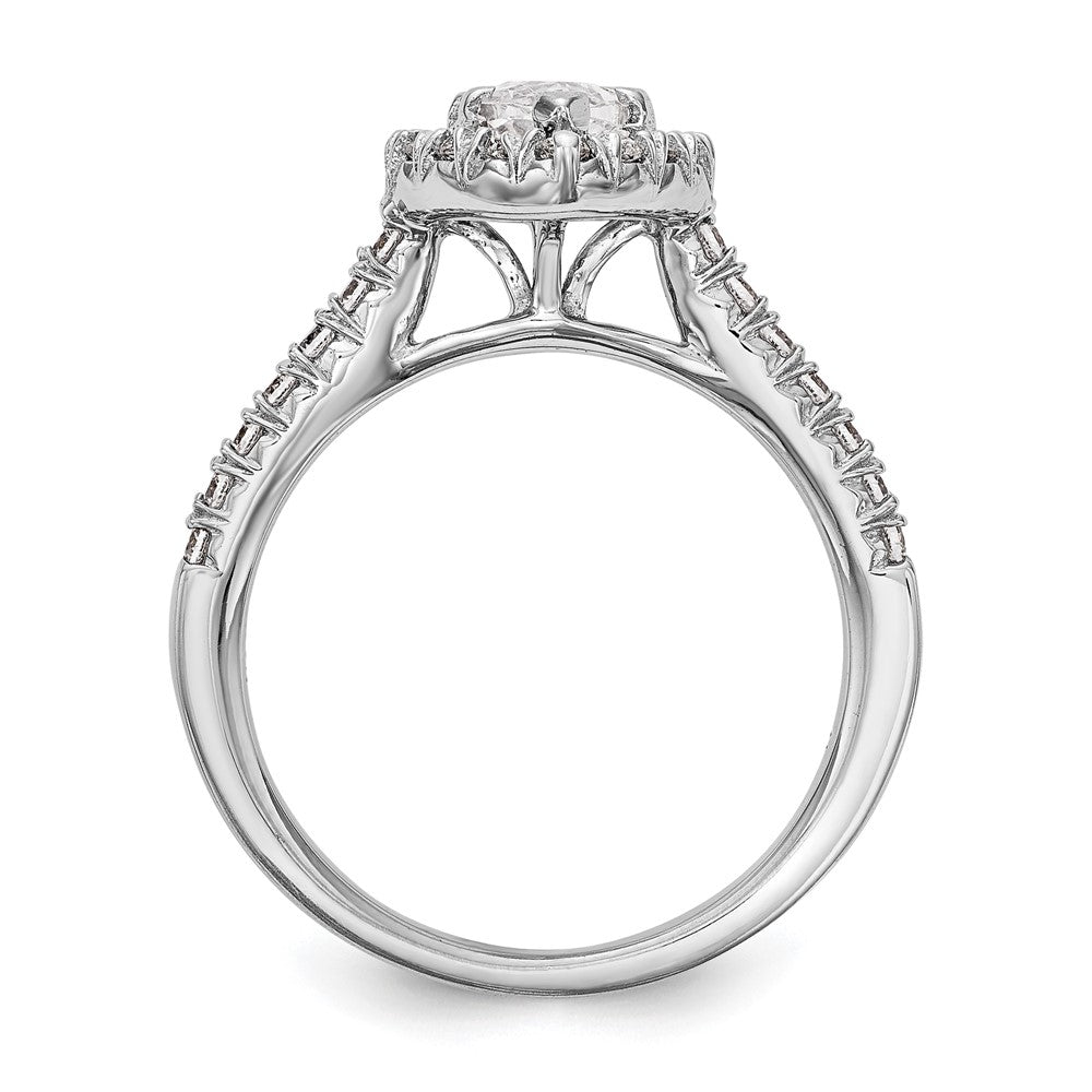Verlobungsring mit Marquise-Halo aus simulierten Diamanten, 14K Weißgold