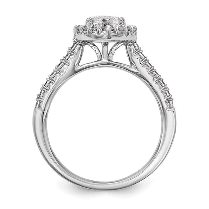 Verlobungsring mit Marquise-Halo aus simulierten Diamanten, 14K Weißgold
