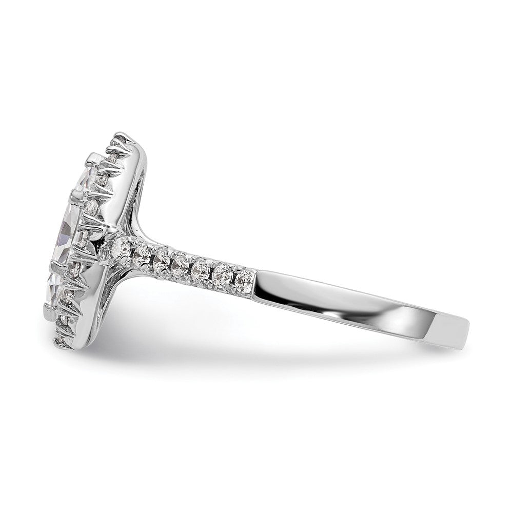 Verlobungsring mit Marquise-Halo aus simulierten Diamanten, 14K Weißgold