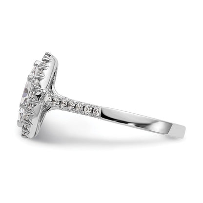 Verlobungsring mit Marquise-Halo aus simulierten Diamanten, 14K Weißgold