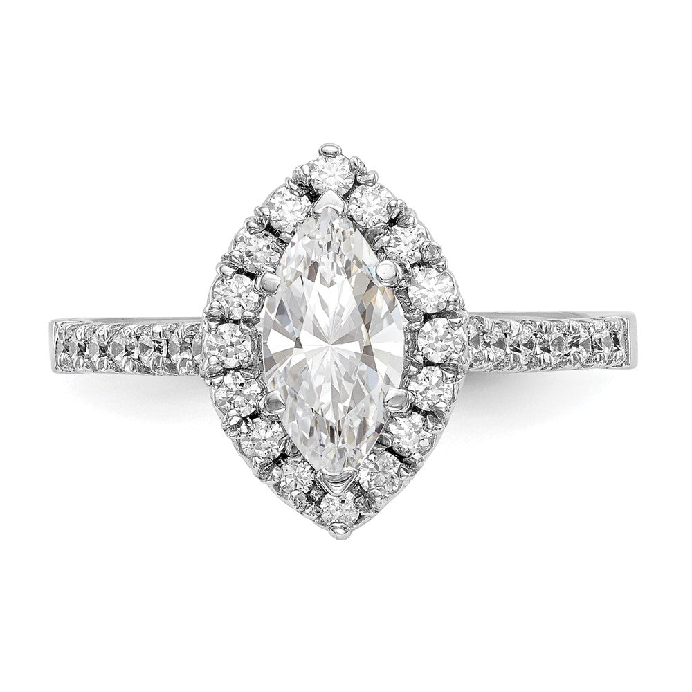 Verlobungsring mit Marquise-Halo aus simulierten Diamanten, 14K Weißgold
