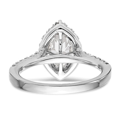 Verlobungsring mit Marquise-Halo aus simulierten Diamanten, 14K Weißgold