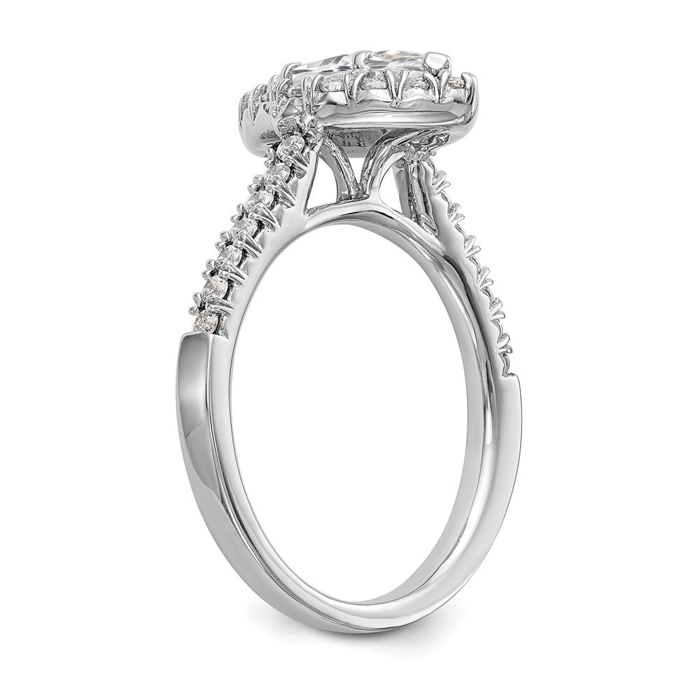 Verlobungsring mit Marquise-Halo aus simulierten Diamanten, 14K Weißgold